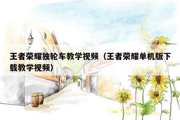 王者荣耀独轮车教学视频（王者荣耀单机版下载教学视频）