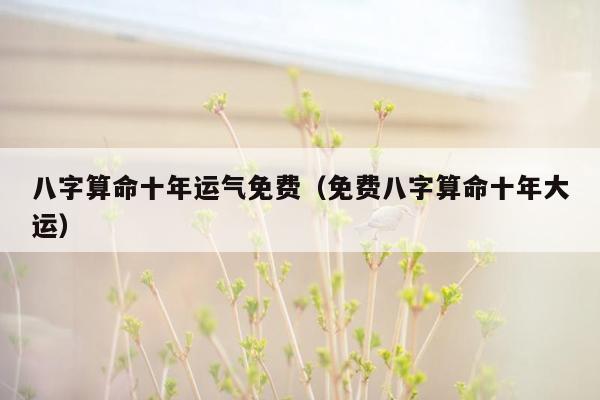 八字算命十年运气免费（免费八字算命十年大运）