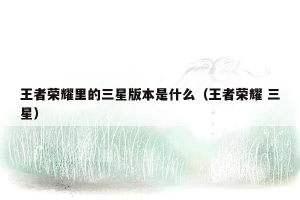 王者荣耀里的三星版本是什么（王者荣耀 三星）