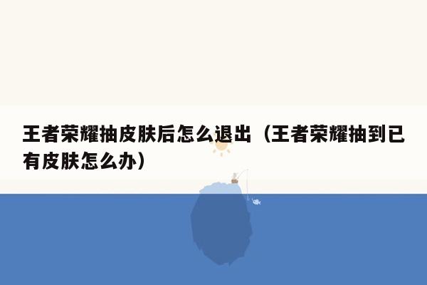 王者荣耀抽皮肤后怎么退出（王者荣耀抽到已有皮肤怎么办）