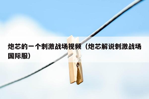 炮芯的一个刺激战场视频（炮芯解说刺激战场国际服）