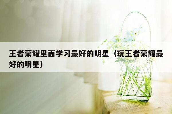 王者荣耀里面学习最好的明星（玩王者荣耀最好的明星）