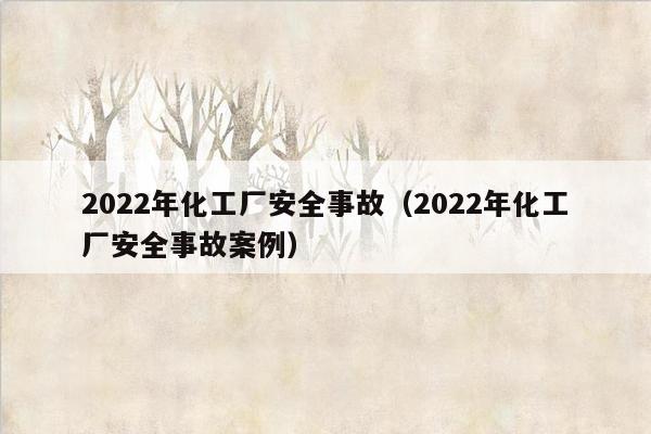 2022年化工厂安全事故（2022年化工厂安全事故案例）