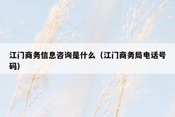 江门商务信息咨询是什么（江门商务局电话号码）