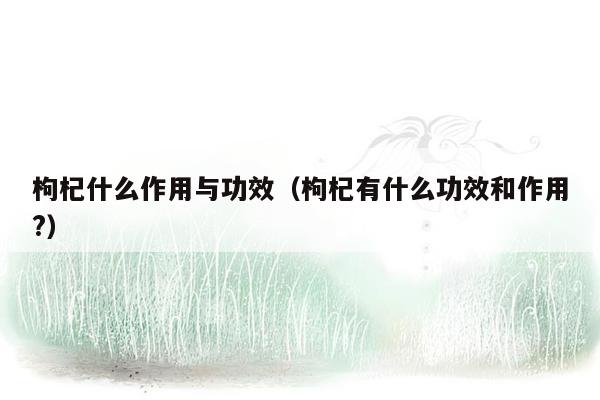 枸杞什么作用与功效（枸杞有什么功效和作用?）