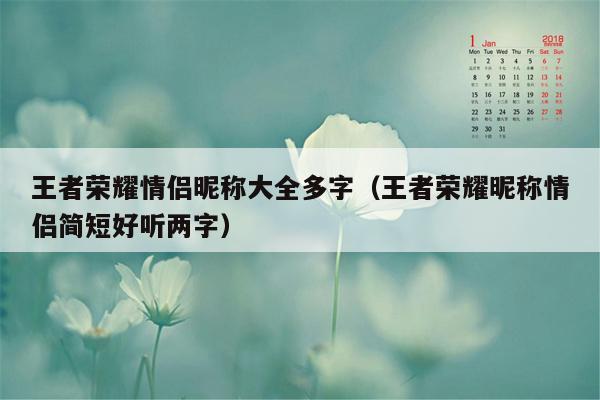 王者荣耀情侣昵称大全多字（王者荣耀昵称情侣简短好听两字）