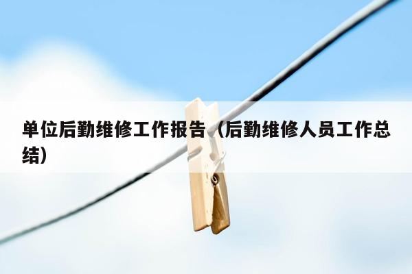 单位后勤维修工作报告（后勤维修人员工作总结）