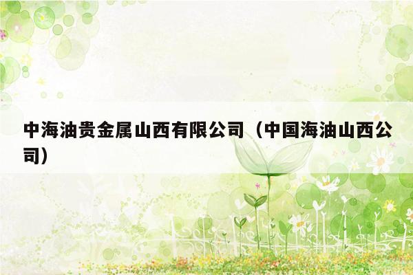 中海油贵金属山西有限公司（中国海油山西公司）