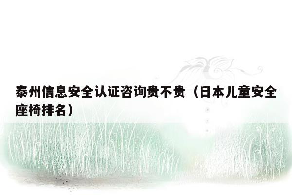 泰州信息安全认证咨询贵不贵（日本儿童安全座椅排名）