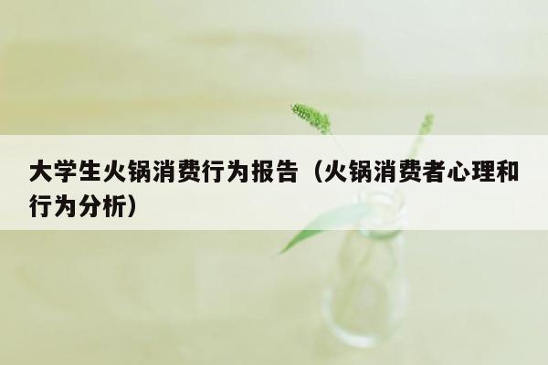 大学生火锅消费行为报告（火锅消费者心理和行为分析）