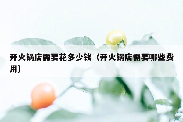 开火锅店需要花多少钱（开火锅店需要哪些费用）
