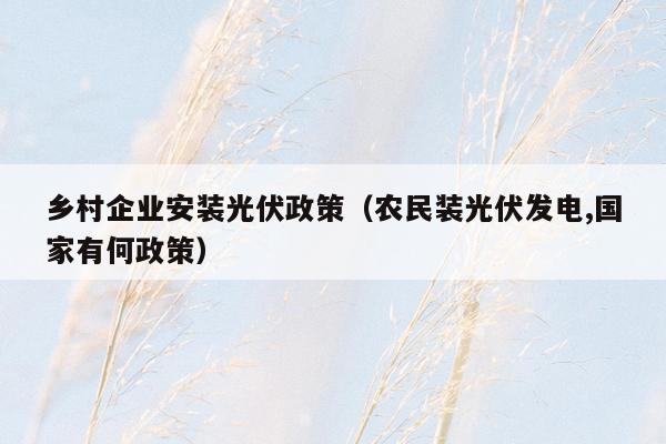 乡村企业安装光伏政策（农民装光伏发电,国家有何政策）