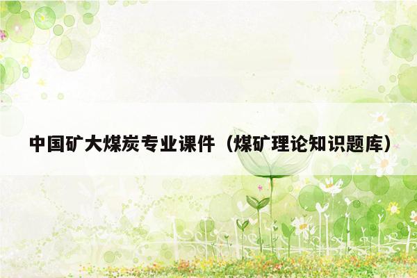 中国矿大煤炭专业课件（煤矿理论知识题库）