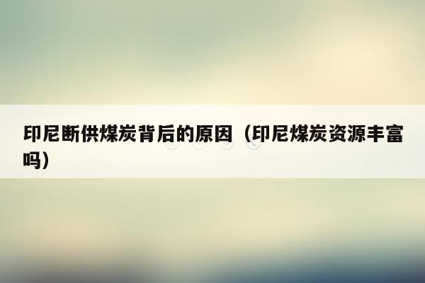 印尼断供煤炭背后的原因（印尼煤炭资源丰富吗）