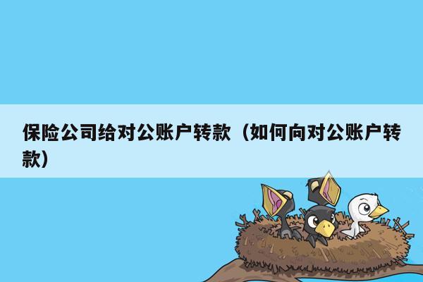 保险公司给对公账户转款（如何向对公账户转款）