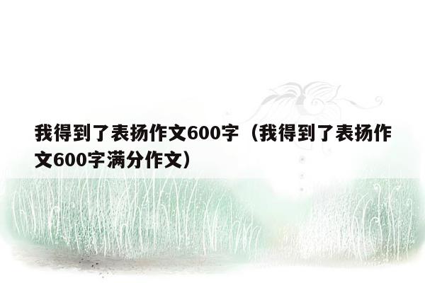 我得到了表扬作文600字（我得到了表扬作文600字满分作文）