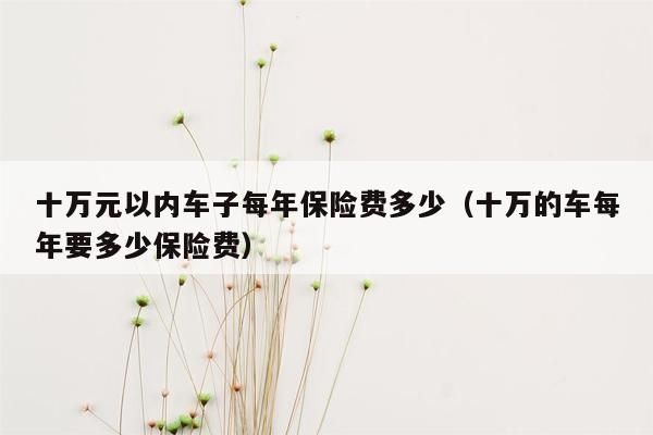 十万元以内车子每年保险费多少（十万的车每年要多少保险费）