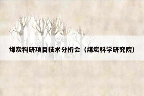 煤炭科研项目技术分析会（煤炭科学研究院）