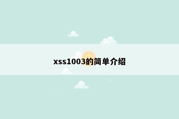 xss1003的简单介绍
