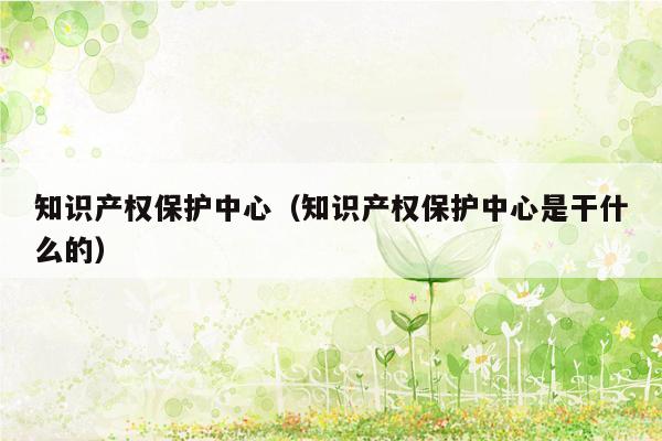知识产权保护中心（知识产权保护中心是干什么的）