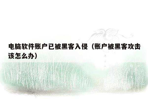 电脑软件账户已被黑客入侵（账户被黑客攻击该怎么办）