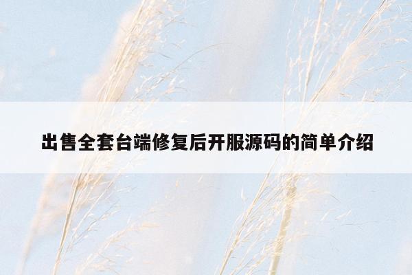 出售全套台端修复后开服源码的简单介绍