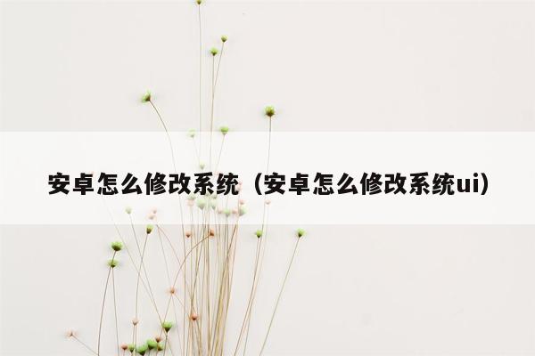 安卓怎么修改系统（安卓怎么修改系统ui）