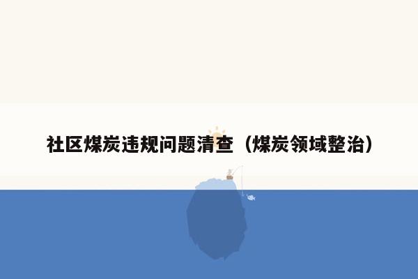 社区煤炭违规问题清查（煤炭领域整治）