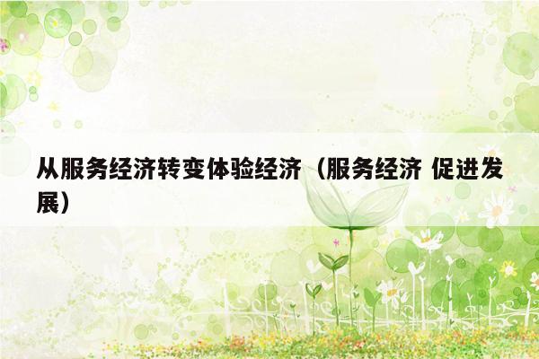 从服务经济转变体验经济（服务经济 促进发展）