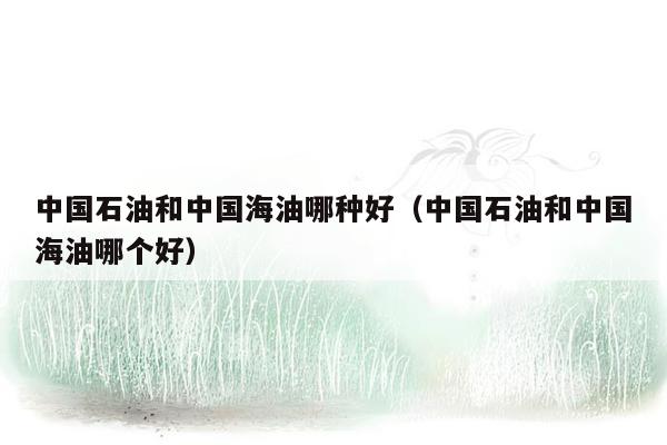 中国石油和中国海油哪种好（中国石油和中国海油哪个好）