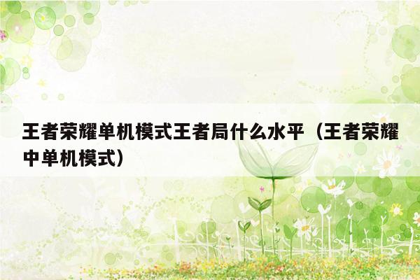 王者荣耀单机模式王者局什么水平（王者荣耀中单机模式）