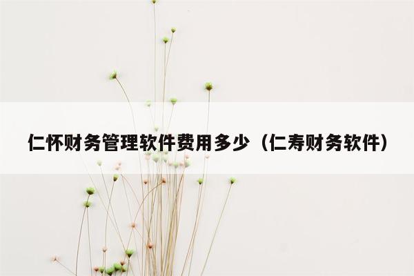 仁怀财务管理软件费用多少（仁寿财务软件）