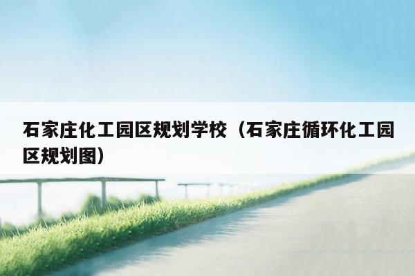 石家庄化工园区规划学校（石家庄循环化工园区规划图）