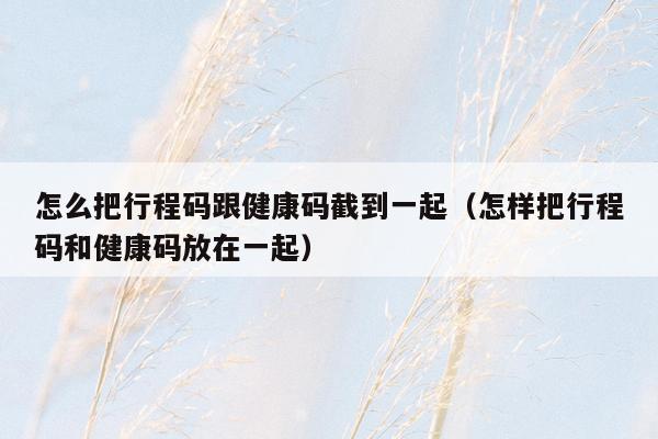 怎么把行程码跟健康码截到一起（怎样把行程码和健康码放在一起）