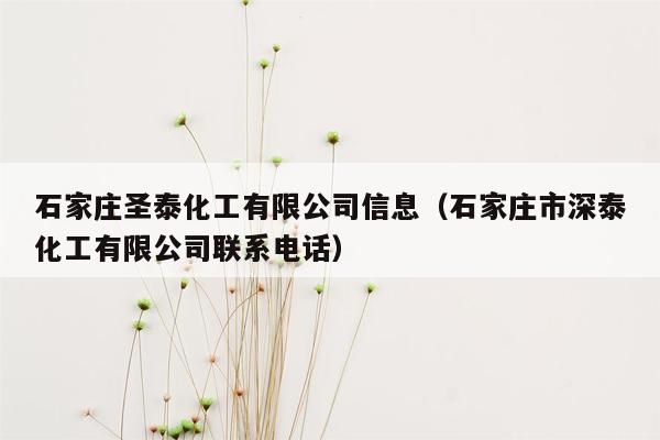 石家庄圣泰化工有限公司信息（石家庄市深泰化工有限公司联系电话）