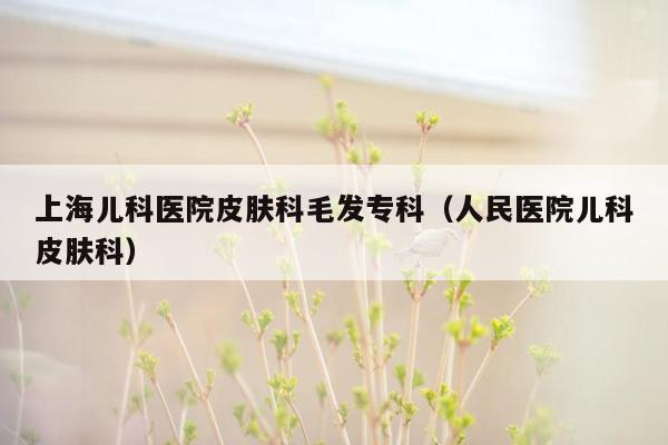 上海儿科医院皮肤科毛发专科（人民医院儿科皮肤科）