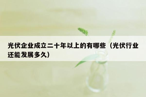 光伏企业成立二十年以上的有哪些（光伏行业还能发展多久）