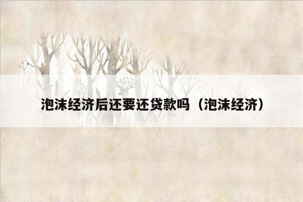 泡沫经济后还要还贷款吗（泡沫经济）