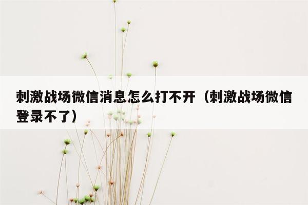 刺激战场微信消息怎么打不开（刺激战场微信登录不了）
