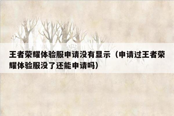 王者荣耀体验服申请没有显示（申请过王者荣耀体验服没了还能申请吗）