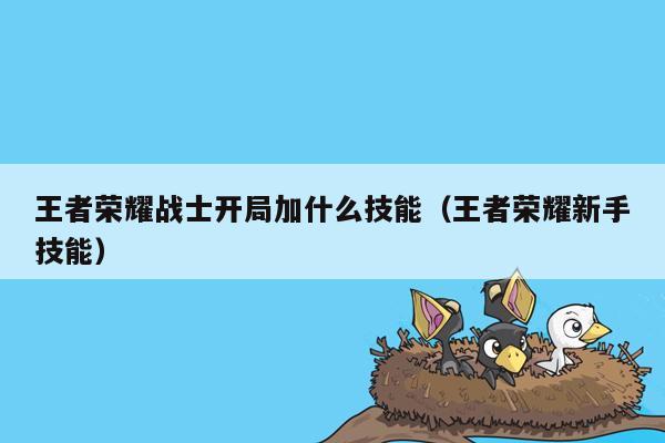 王者荣耀战士开局加什么技能（王者荣耀新手技能）