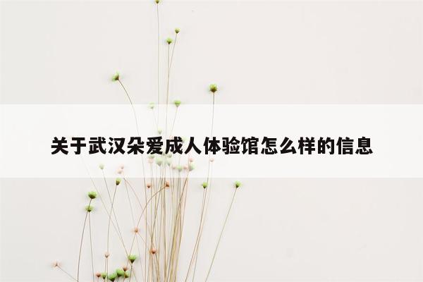 关于武汉朵爱成人体验馆怎么样的信息