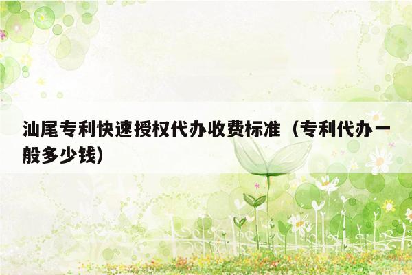 汕尾专利快速授权代办收费标准（专利代办一般多少钱）