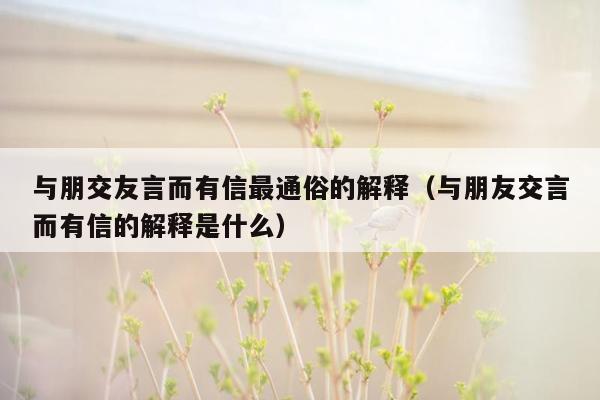 与朋交友言而有信最通俗的解释（与朋友交言而有信的解释是什么）
