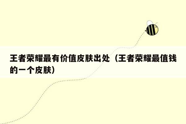 王者荣耀最有价值皮肤出处（王者荣耀最值钱的一个皮肤）
