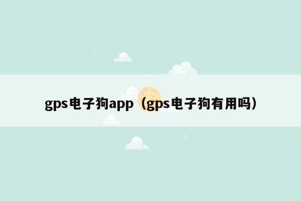 gps电子狗app（gps电子狗有用吗）