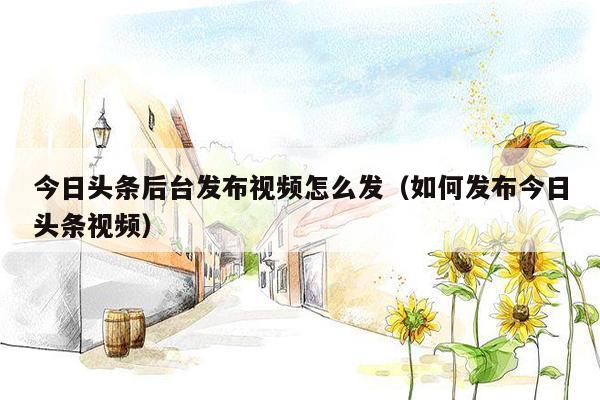 今日头条后台发布视频怎么发（如何发布今日头条视频）