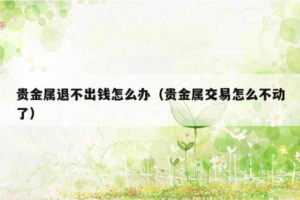 贵金属退不出钱怎么办（贵金属交易怎么不动了）