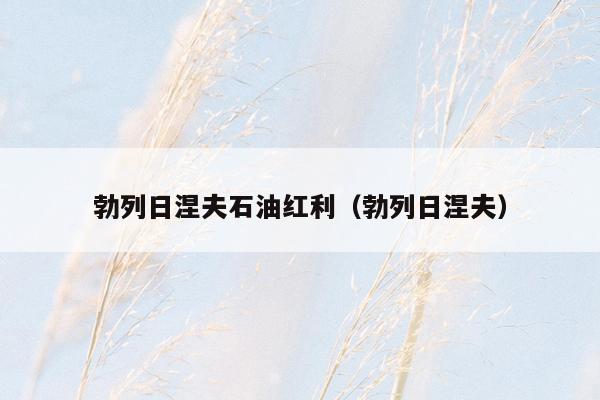 勃列日涅夫石油红利（勃列日涅夫）