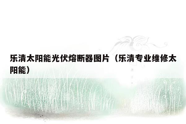 乐清太阳能光伏熔断器图片（乐清专业维修太阳能）